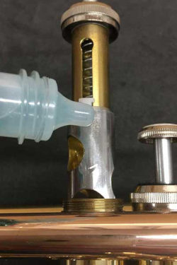 Oil applied to trumpet valve