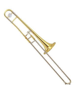 A Yamaha-YSL-354 student trombone on a white background